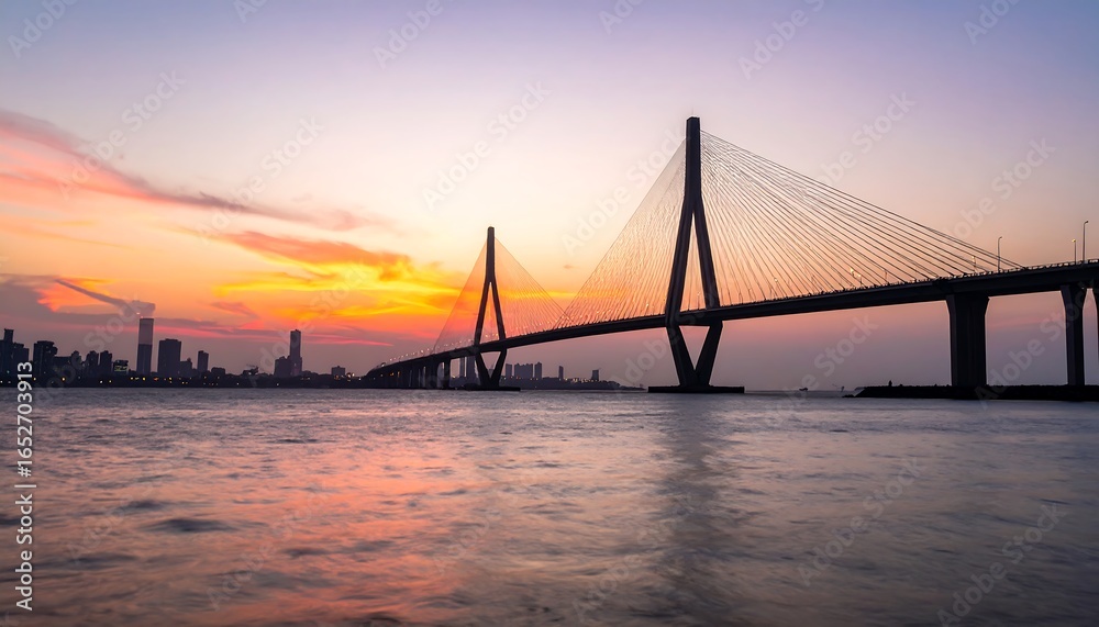 Obraz premium City Bridge Sunset Silhouette
