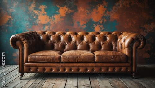 Leather sofa showcased thro...