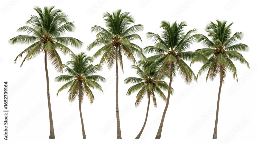 Obraz premium Collection of coconut palms standing out on a white background
