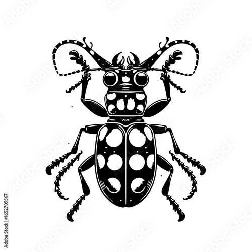Illustration of a beetle isolated on white background, vintage engraving style