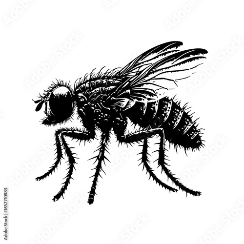 Fly insect isolated on white background, a common and sometimes annoying pest