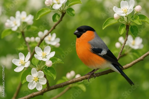 Spring scene with a tiny bi...