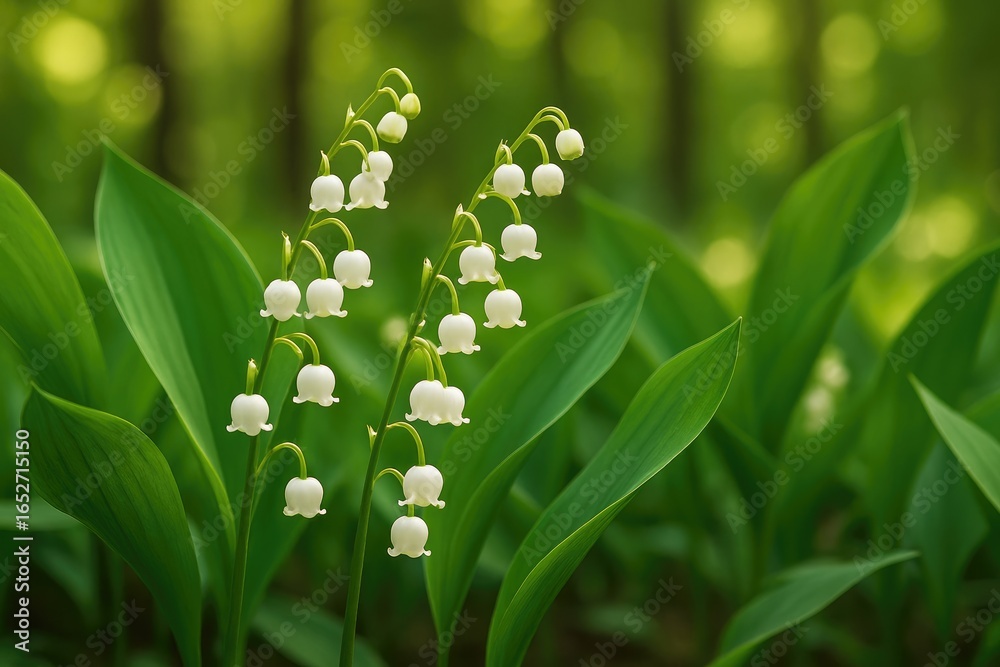 Obraz premium May blossoms: tiny white flowers thriving in woodland areas