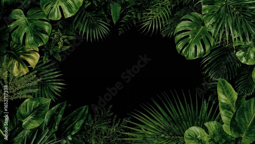 Tropical greenery border fe...