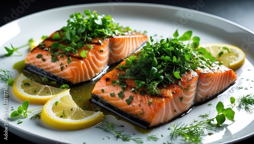 Fresh salmon fillets cooked...