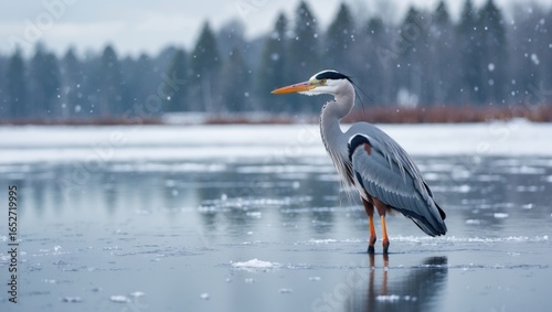 Solitary Grey Heron in a Fr...