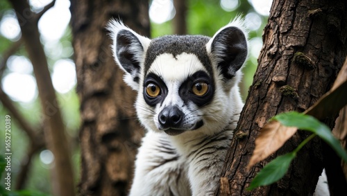 Black-and-white primate res...