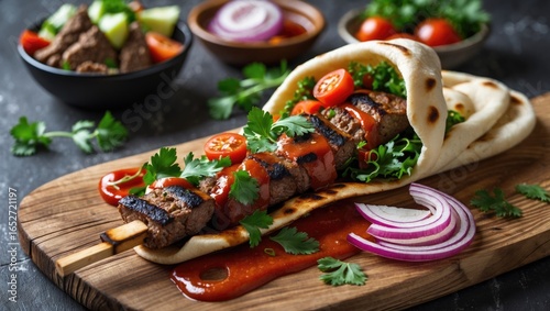 Savory kebab paired with fr...