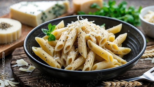 Penne pasta tossed with che...