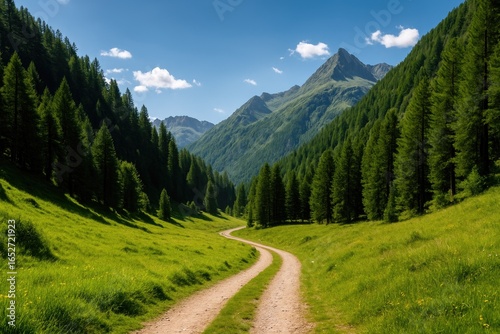 Verdant route amid mountain...