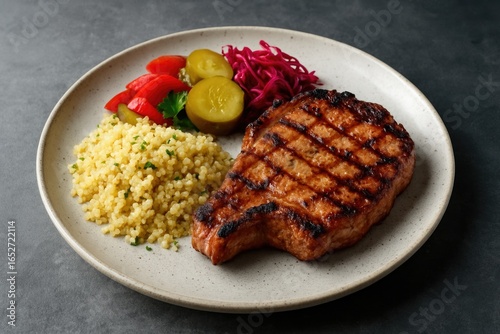 Juicy grilled pork neck ser...
