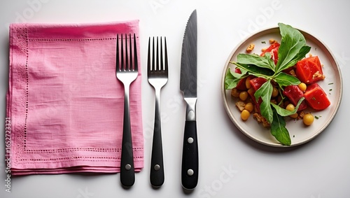 Dining utensils alongside a...