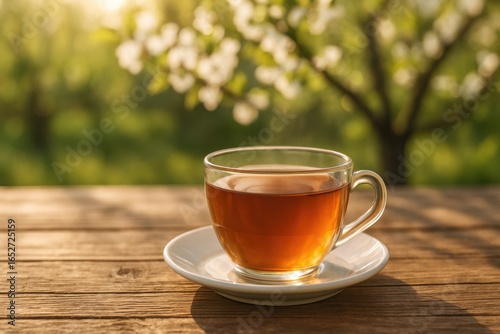 A hot beverage placed on a ...