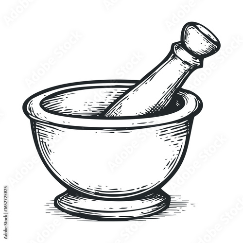 Traditional mortar and pestle for culinary and herbal preparations