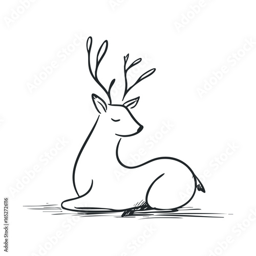 Calm deer resting in a serene forest setting for nature designs