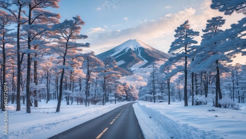 Snowy winter landscape feat...