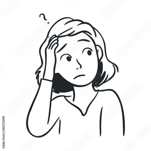 Confused woman shows uncertainty and deep thought about a decision