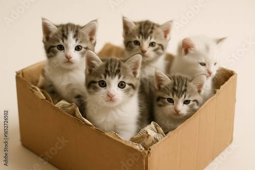 Cute newborn kittens snuggl...
