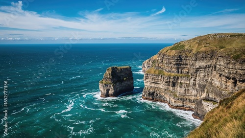 Coastal cliffs with ocean f...