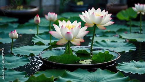 Lotus blossom floating in a...
