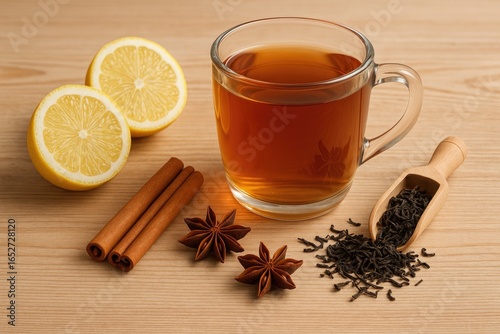 Tea setup featuring cinnamo...