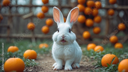 Playful White Rabbit Illust...