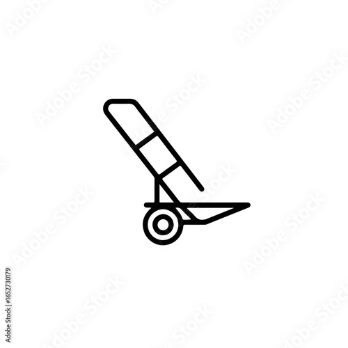 Minimalist outline of a hand truck with a curved handle and single wheel