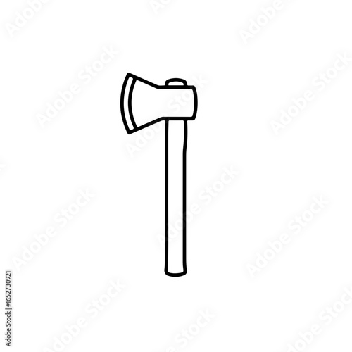Simple Black Outline Illustration of an Axe