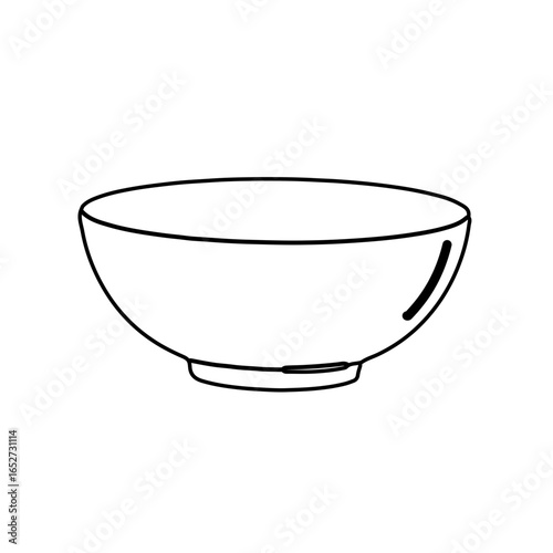 Simple Black Outline of a Ceramic Bowl, Minimalist Design.