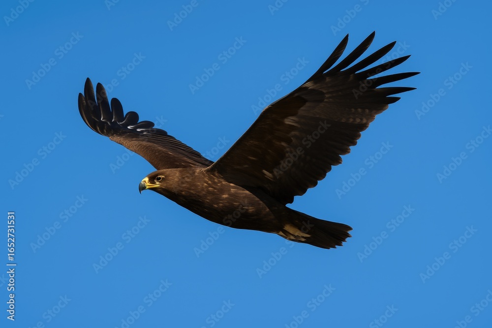Obraz premium A large eagle in flight beneath a bright blue sky