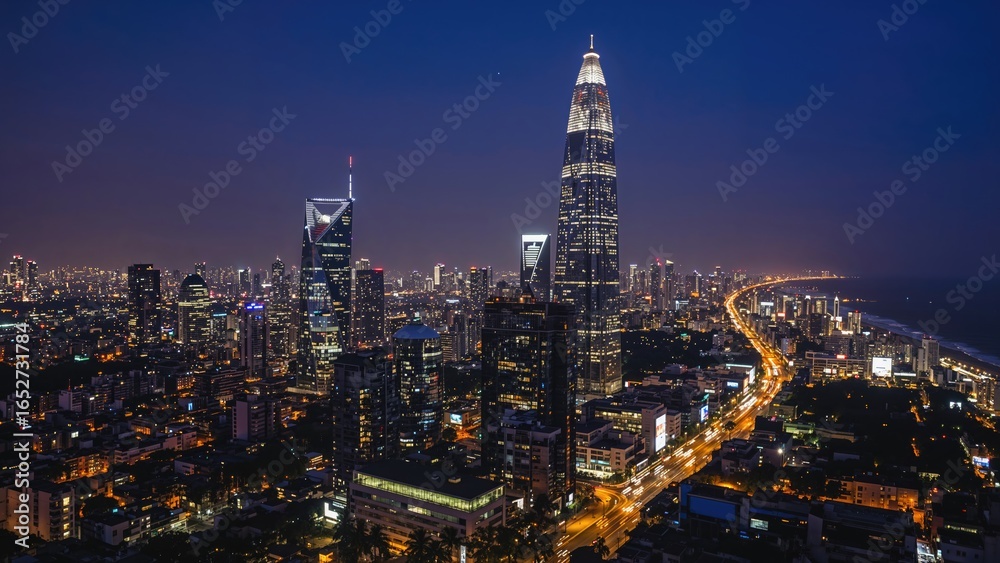 Fototapeta premium Cityscape featuring prominent urban districts