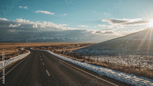Crisp blue sky over a sceni...