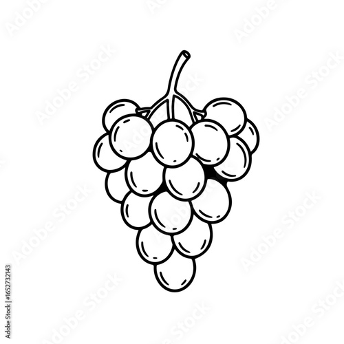 Stylized grape cluster illustration with bold outlines and minimalist design