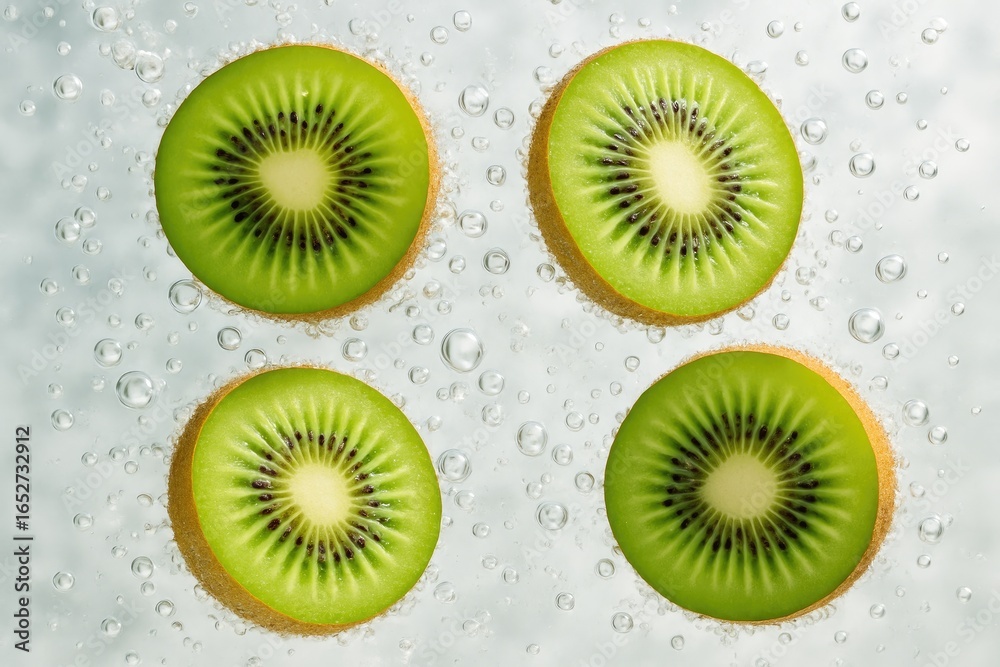 Fototapeta premium Water Filled with Kiwi Bubbles