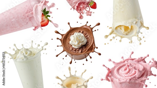 Variety of milkshake splash...