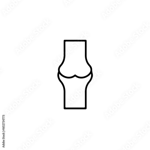 Simple Black Outline Illustration of a Human Knee Joint.