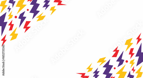 Colorful lightning bolts pattern on a white background, abstract design.