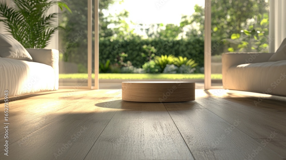 Fototapeta premium Sunlit modern living room with greenery