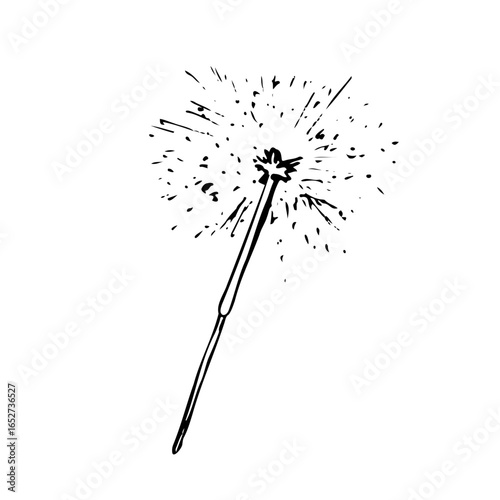 burning sparkler stick - hand drawn line sketch
