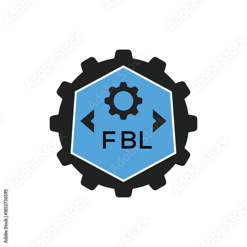 FBL Industrial Gear Logo Design – Engineering, Mechanical, and Construction Branding Icon. FBL Letter Logo.
