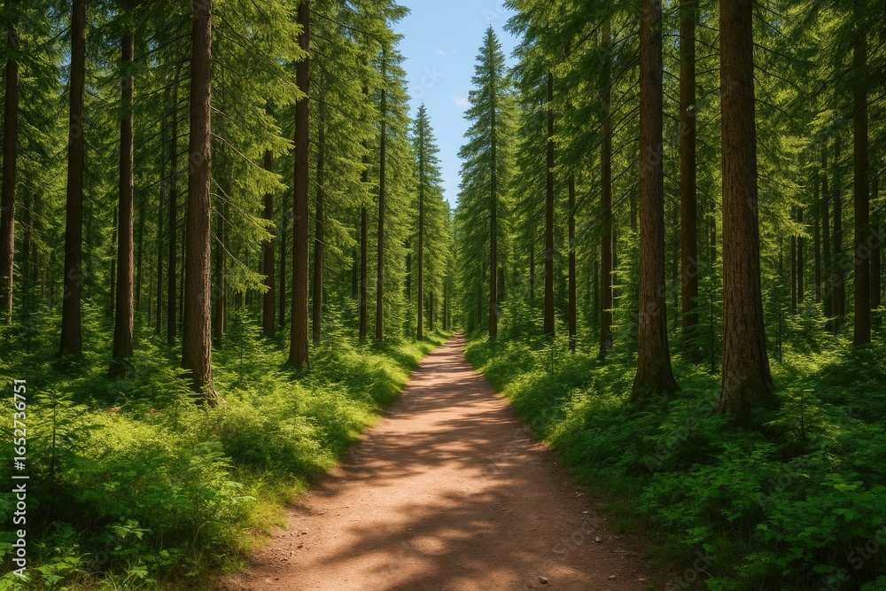 Fototapeta premium A picturesque trail nestled among high-reaching trees