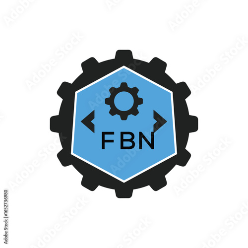 FBN Industrial Gear Logo Design – Engineering, Mechanical, and Construction Branding Icon. FBN Letter Logo.
