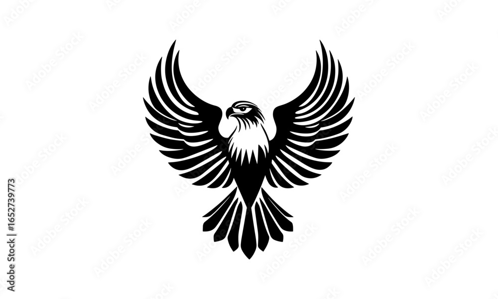 Obraz premium Simple vector eagle silhouette. Eagle wings icon. Eagle wings icon vector logo.