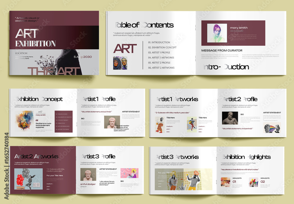 Modern Art Exhibition Booklet Design Stock Template | Adobe Stock