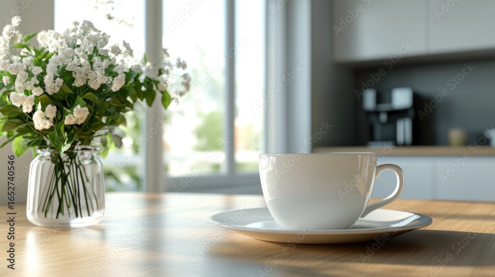 Obraz premium Cozy morning with coffee and flowers