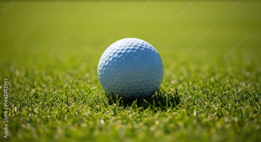 Fototapeta premium Golf ball resting on a grassy green
