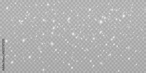 Snowy night with countless snowflakes in the wind. Winter storm and heavy snowfall equipped on transparent background, abstract, white, winter, period. Vector graphics.