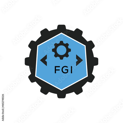 FGI Industrial Gear Logo Design – Engineering, Mechanical, and Construction Branding Icon. FGI Letter Logo.
