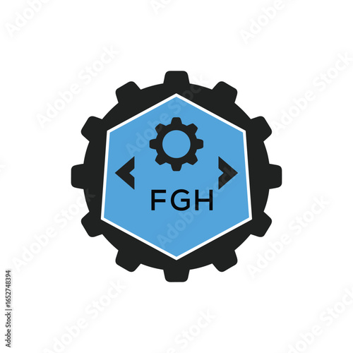FGH Industrial Gear Logo Design – Engineering, Mechanical, and Construction Branding Icon. FGH Letter Logo.
