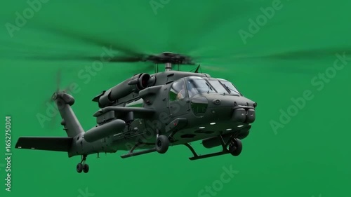 Black Hawk Helicopter: Dynamic Green Screen Flight Footage